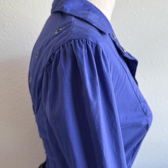 2B BEBE Purple Black Victorian Corset Lace Long Sleeve Shirt Asymmetric Button - Picture 7 of 11